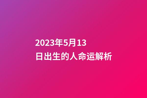 2023年5月13日出生的人命运解析