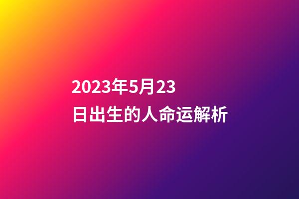 2023年5月23日出生的人命运解析