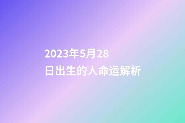 2023年5月28日出生的人命运解析