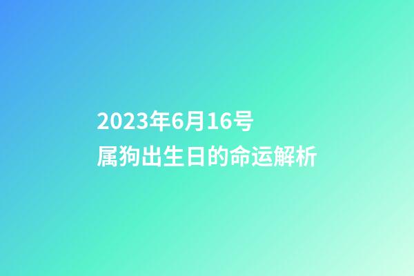 2023年6月16号属狗出生日的命运解析