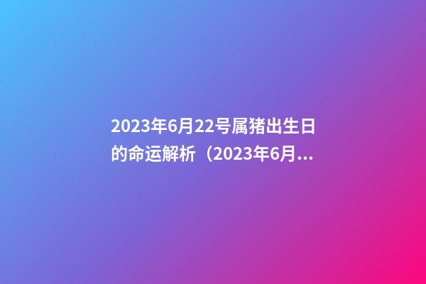 2023年6月22号属猪出生日的命运解析（2023年6月21号出生的猪宝宝）
