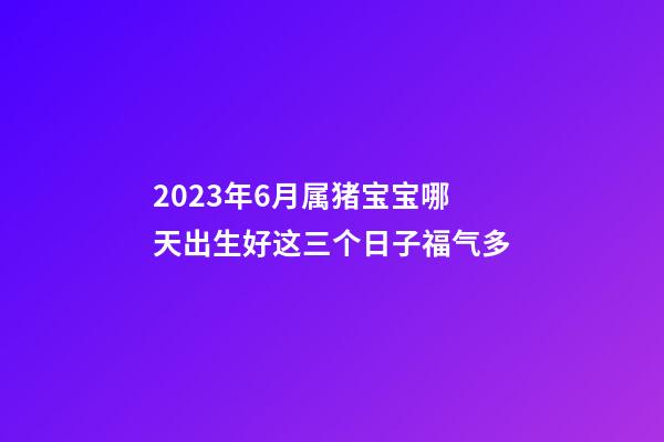 2023年6月属猪宝宝哪天出生好?这三个日子福气多