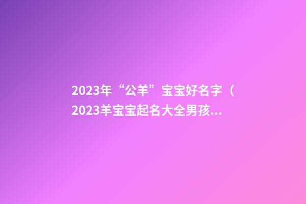 2023年“公羊”宝宝好名字（2023羊宝宝起名大全男孩子）