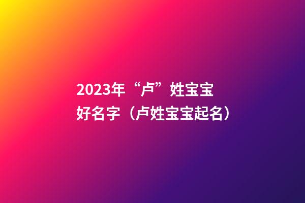 2023年“卢”姓宝宝好名字（卢姓宝宝起名）