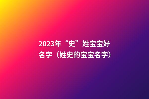 2023年“史”姓宝宝好名字（姓史的宝宝名字）