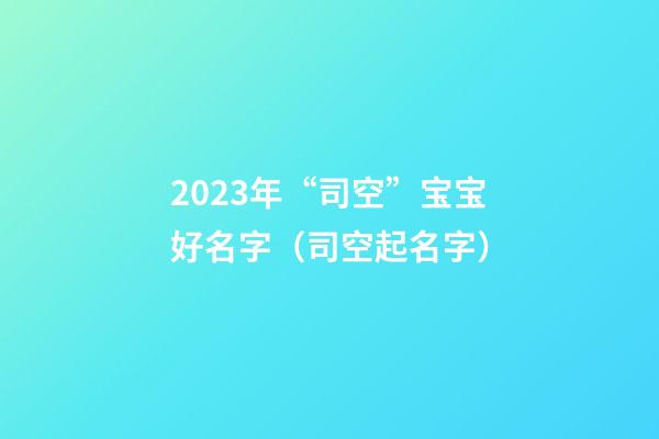 2023年“司空”宝宝好名字（司空起名字）