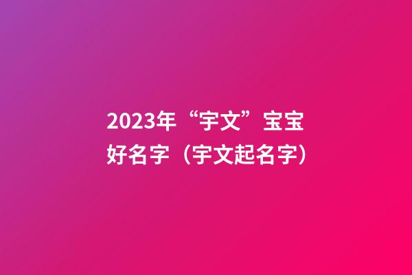 2023年“宇文”宝宝好名字（宇文起名字）