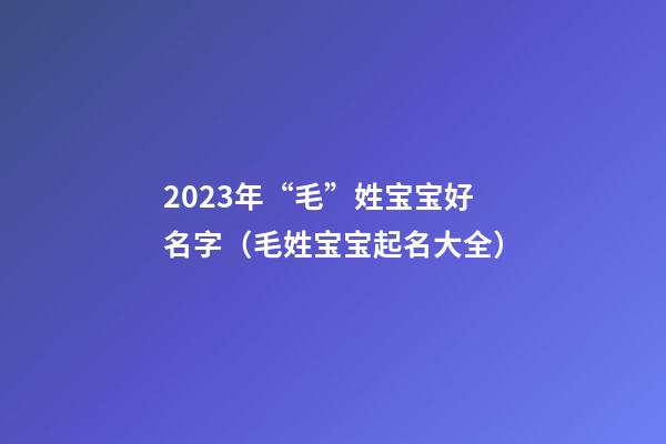 2023年“毛”姓宝宝好名字（毛姓宝宝起名大全）