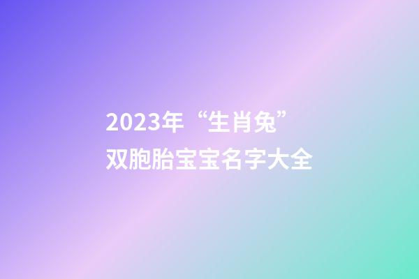 2023年“生肖兔”双胞胎宝宝名字大全
