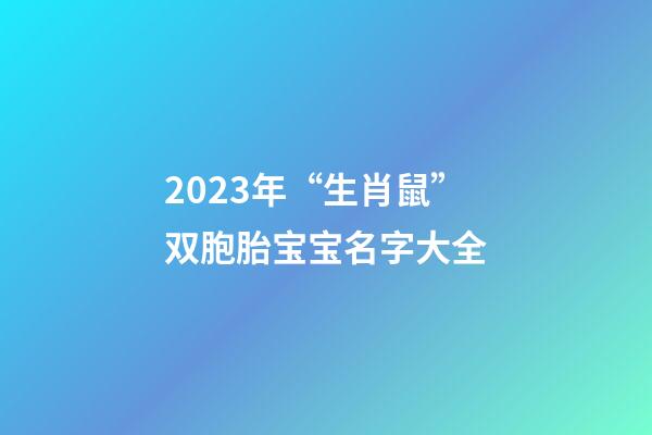 2023年“生肖鼠”双胞胎宝宝名字大全