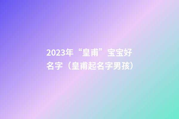 2023年“皇甫”宝宝好名字（皇甫起名字男孩）