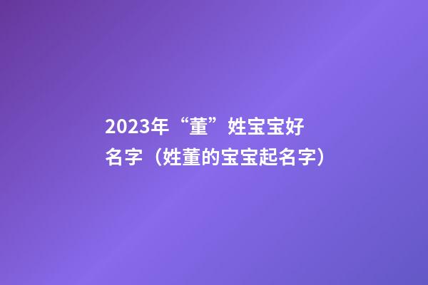 2023年“董”姓宝宝好名字（姓董的宝宝起名字）