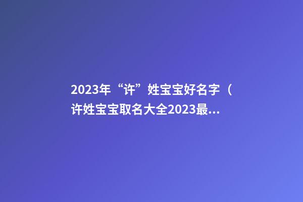 2023年“许”姓宝宝好名字（许姓宝宝取名大全2023最新版）