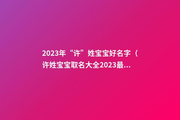 2023年“许”姓宝宝好名字（许姓宝宝取名大全2023最新版）