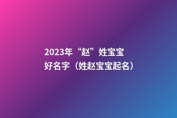 2023年“赵”姓宝宝好名字（姓赵宝宝起名）