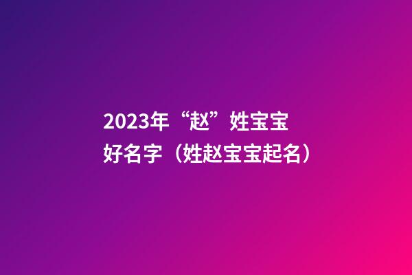 2023年“赵”姓宝宝好名字（姓赵宝宝起名）