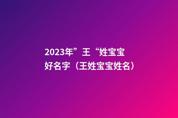 2023年”王“姓宝宝好名字（王姓宝宝姓名）