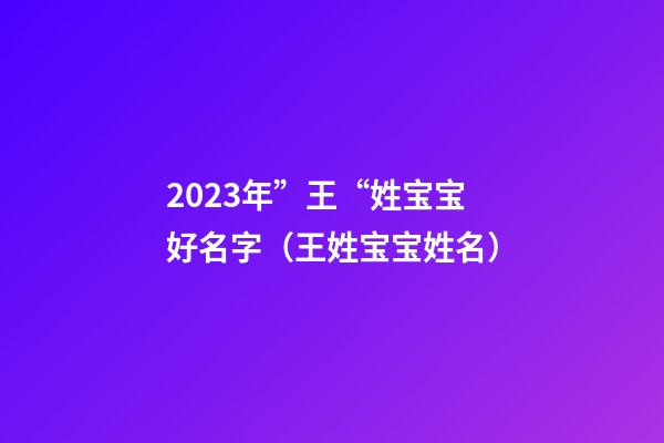2023年”王“姓宝宝好名字（王姓宝宝姓名）