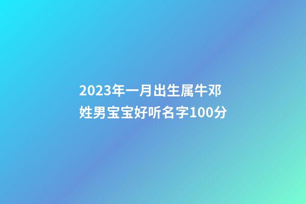 2023年一月出生属牛邓姓男宝宝好听名字100分