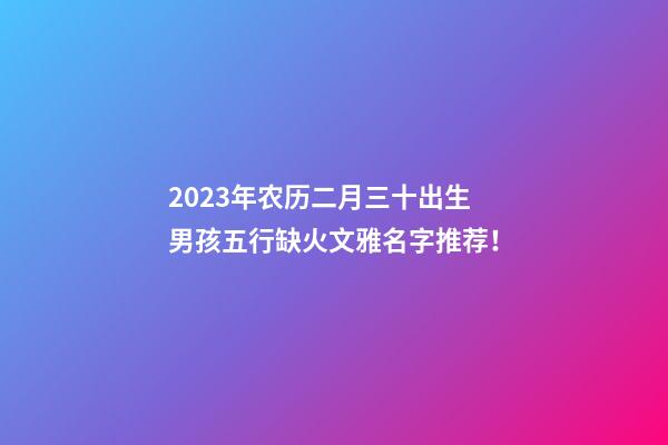 2023年农历二月三十出生男孩五行缺火文雅名字推荐！