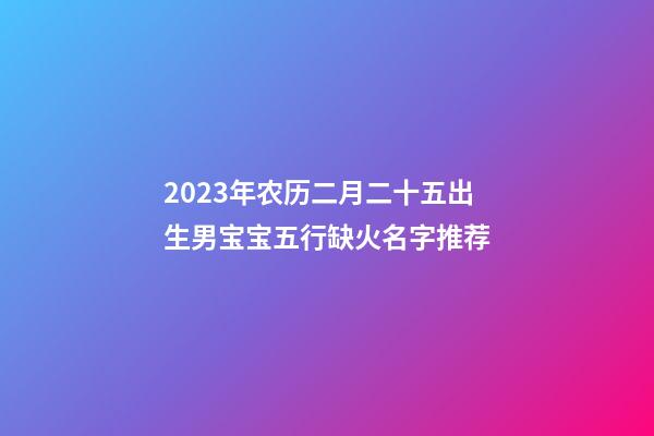 2023年农历二月二十五出生男宝宝五行缺火名字推荐