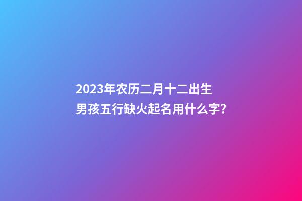 2023年农历二月十二出生男孩五行缺火起名用什么字？