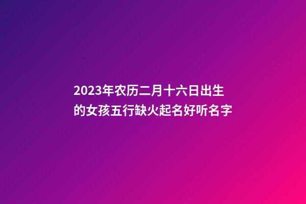 2023年农历二月十六日出生的女孩五行缺火起名好听名字