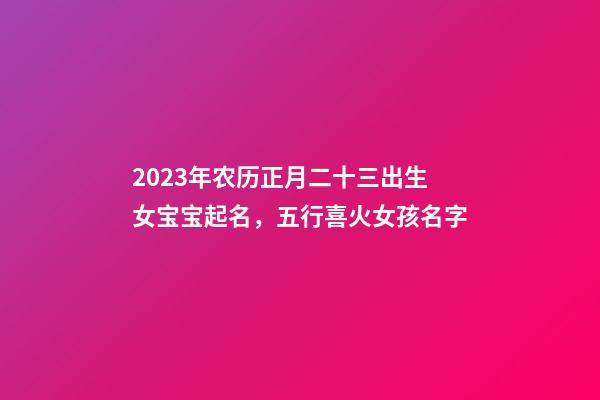 2023年农历正月二十三出生女宝宝起名，五行喜火女孩名字