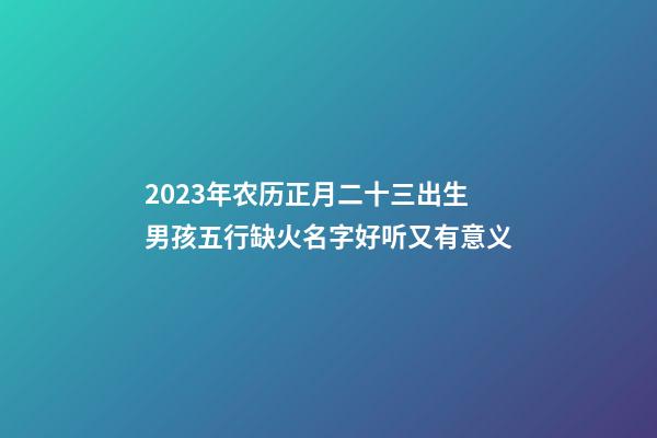 2023年农历正月二十三出生男孩五行缺火名字好听又有意义