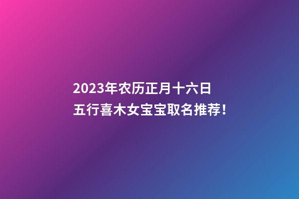 2023年农历正月十六日五行喜木女宝宝取名推荐！