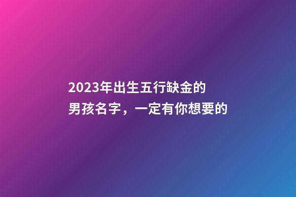 2023年出生五行缺金的男孩名字，一定有你想要的