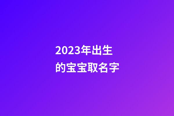 2023年出生的宝宝取名字