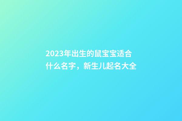 2023年出生的鼠宝宝适合什么名字，新生儿起名大全