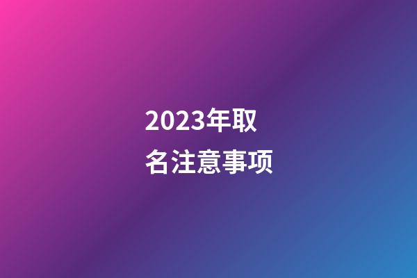 2023年取名注意事项