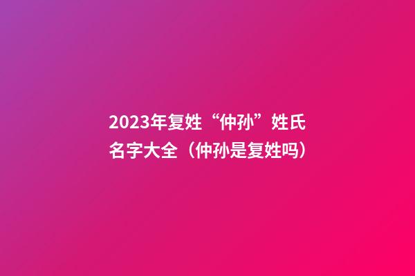 2023年复姓“仲孙”姓氏名字大全（仲孙是复姓吗）