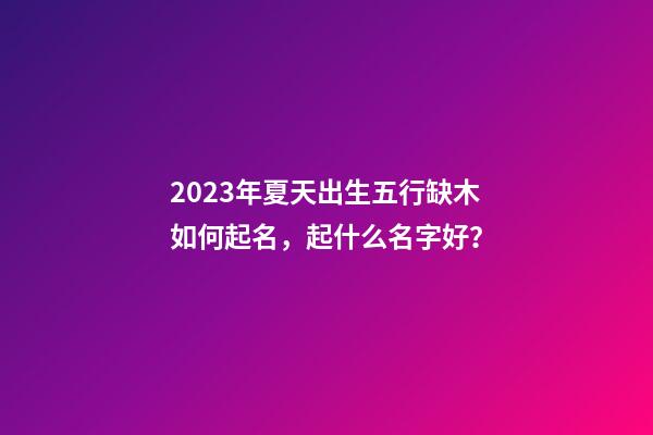 2023年夏天出生五行缺木如何起名，起什么名字好？