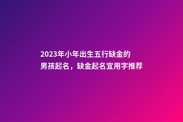 2023年小年出生五行缺金的男孩起名，缺金起名宜用字推荐