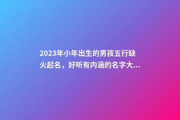 2023年小年出生的男孩五行缺火起名，好听有内涵的名字大全