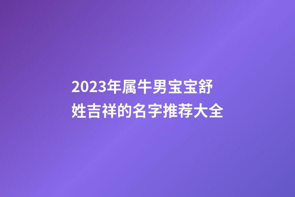 2023年属牛男宝宝舒姓吉祥的名字推荐大全