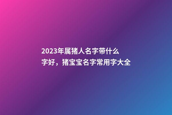2023年属猪人名字带什么字好，猪宝宝名字常用字大全