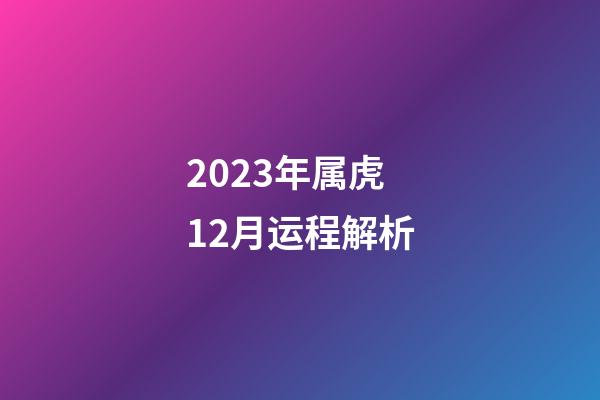 2023年属虎12月运程解析