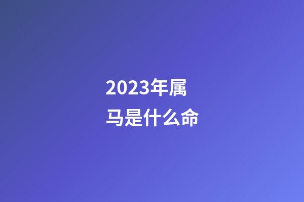 2023年属马是什么命