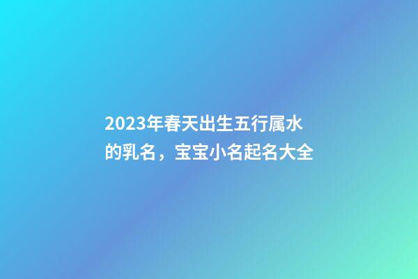 2023年春天出生五行属水的乳名，宝宝小名起名大全