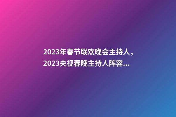 2023年春节联欢晚会主持人，2023央视春晚主持人阵容公布-第1张-观点-玄机派