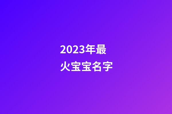 2023年最火宝宝名字