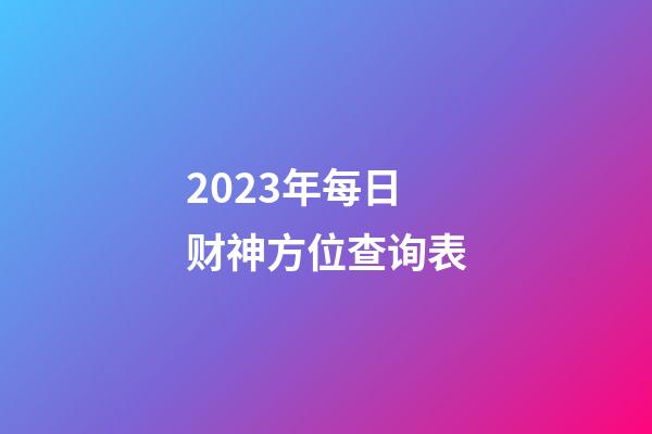 2023年每日财神方位查询表