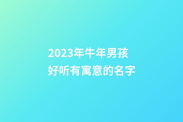 2023年牛年男孩好听有寓意的名字