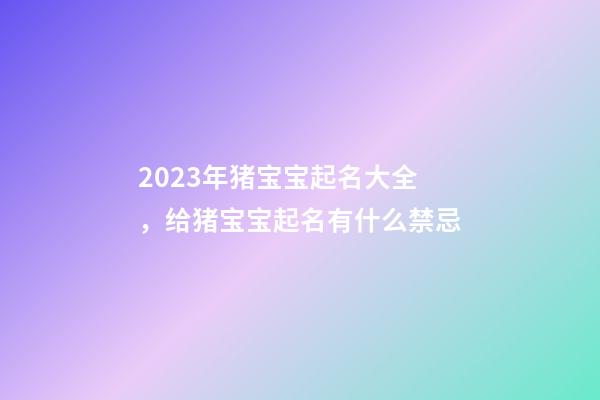 2023年猪宝宝起名大全，给猪宝宝起名有什么禁忌