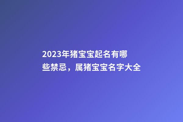 2023年猪宝宝起名有哪些禁忌，属猪宝宝名字大全
