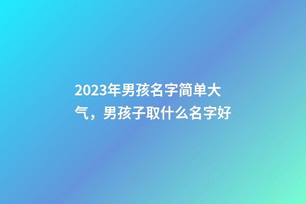 2023年男孩名字简单大气，男孩子取什么名字好